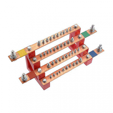 Фотография товара 'Cabeus CBG-БШ4-3.25-11 Блок медных шин 3х25 мм 4 полюса по 11 присоединений'