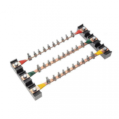 Фотография товара 'Cabeus CBG-БФШ-3.20-10 Блок фазных медных шин 3х20 мм по 10 присоединений'