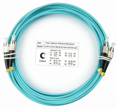 Фотография товара 'Cabeus Шнур оптический duplex FC-FC 50/125 mm OM3 FOP-50-FC-FC-5m'