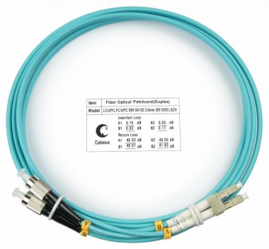 Фотография товара 'Cabeus Шнур оптический duplex LC-FC 50/125 mm OM3 FOP-50-LC-FC-3m'