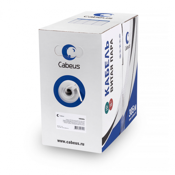 Фотография товара 'Cabeus UTP-4P-Cat.5e-SOLID-LSLTx-GY Кабель витая пара UTP (U/UTP), категория 5e'