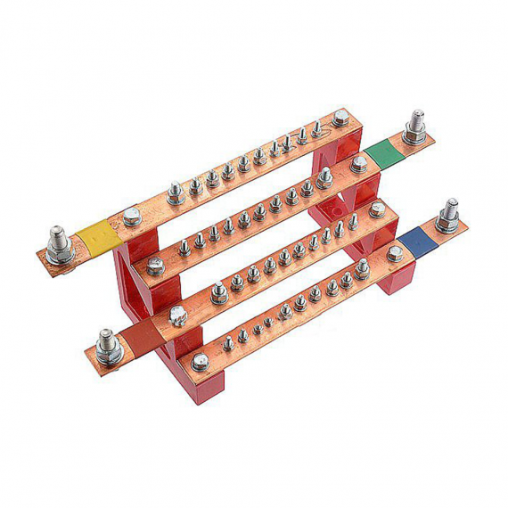 Фотография товара 'Cabeus CBG-БШ4-3.25-11 Блок медных шин 3х25 мм 4 полюса по 11 присоединений'