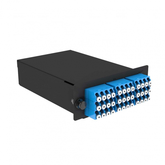 Фотография товара 'Cabeus FO-OM4-3x12MPO(m)/U-36xLC/U-A-BK Кассета кроссовая 3 разъема MPO/UPC (male) 50/125 OМ4'