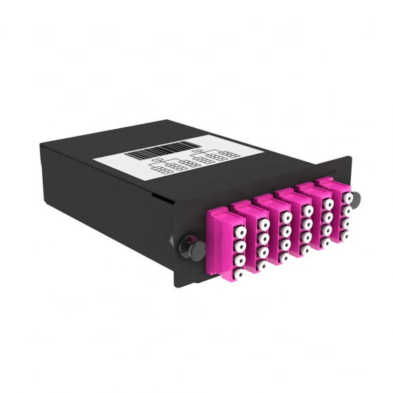 Фотография товара 'Cabeus FO-OM4-2x12MPO(m)/U-24xLC/U-A-BK Кассета кроссовая 2 разъема MPO/UPC (male) 50/125 OМ4'