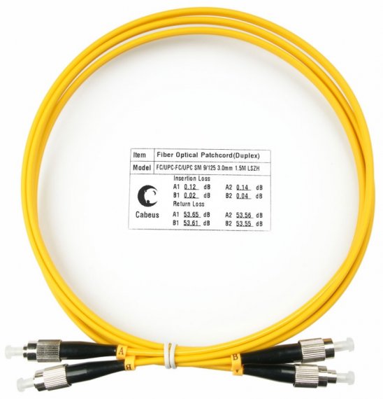 Фотография товара 'Cabeus Шнур оптический duplex FC-FC 9/125 sm FOP(d)-9-FC-FC-1,5m'