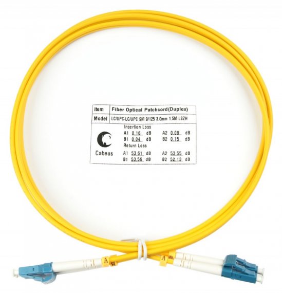 Фотография товара 'Cabeus Шнур оптический duplex LC-LC 9/125 sm FOP(d)-9-LC-LC-7m'