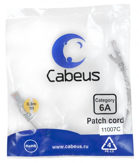 Фотография товара 'Cabeus PC-SSTP-RJ45-Cat.6a-0.3m-LSZH Патч-корд S/FTP, категория 6а (10G)'