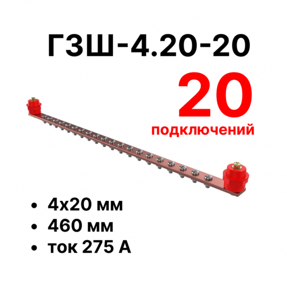 Фотография товара 'Cabeus CBG-ГЗШ-4.20-20 Главная шина заземления медная (CBG-ГЗШ) 4х20 мм'