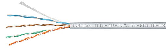 Фотография товара 'Cabeus Кабель витая пара UTP (U/UTP), категория 5e, LSZH, нг(А)-HF, UTP-4P-Cat.5e-SOLID-LSZH-GY'
