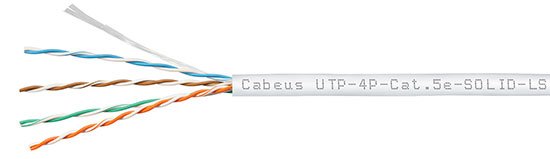Фотография товара 'Cabeus Кабель витая пара UTP (U/UTP), категория 5e, LSZH, нг(А)-HF, UTP-4P-Cat.5e-SOLID-LSZH-WH'